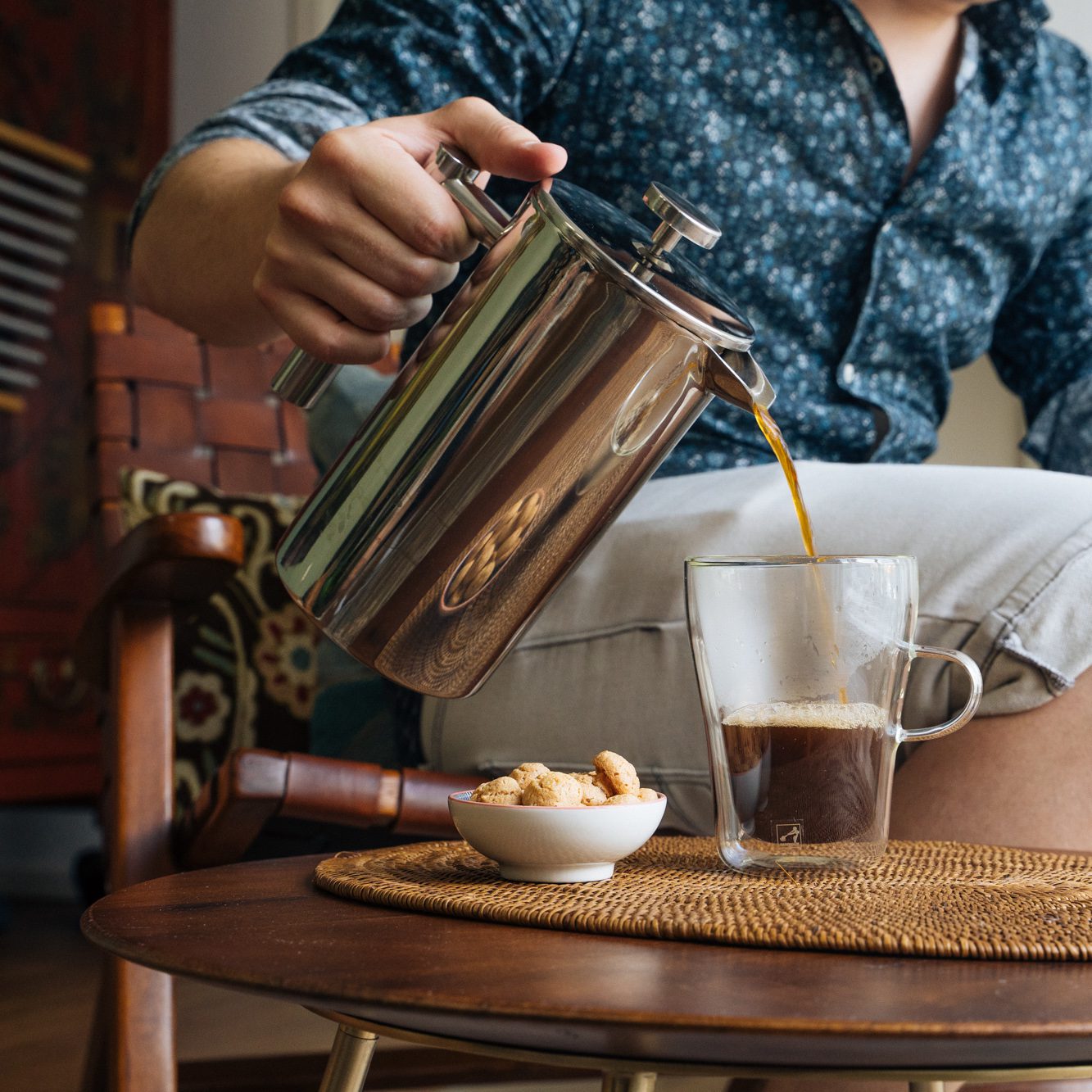 French Press aus Edelstahl - doppelwandiger Kaffeebereiter